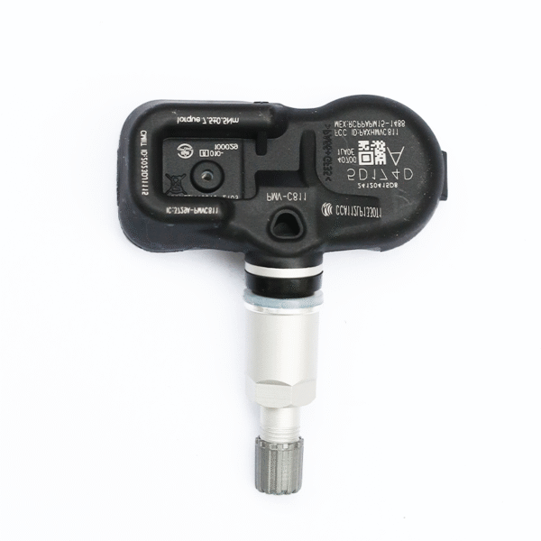 Close-up view of TPMS Sensor for Nissan and Infiniti, Model PWV-C811 with the battery visible.