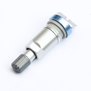 TPMS valve stem repair kit, close-up of the tire pressure sensor valve