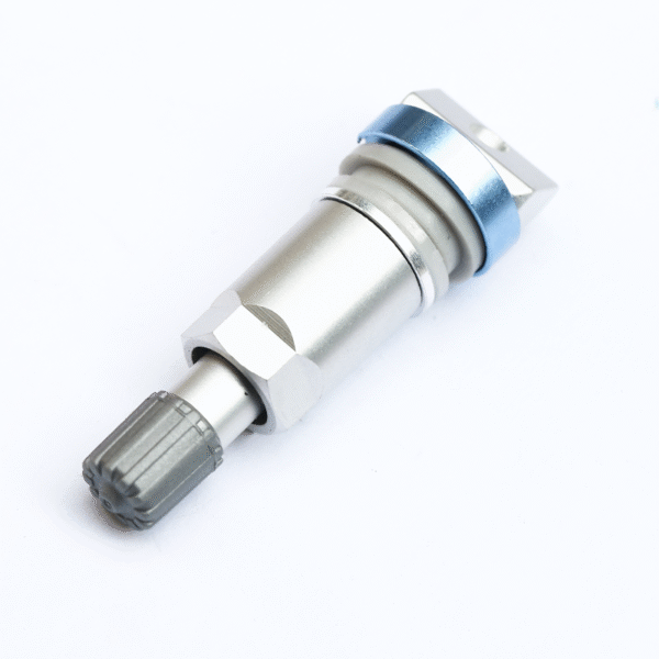 TPMS valve stem repair kit, close-up of the tire pressure sensor valve