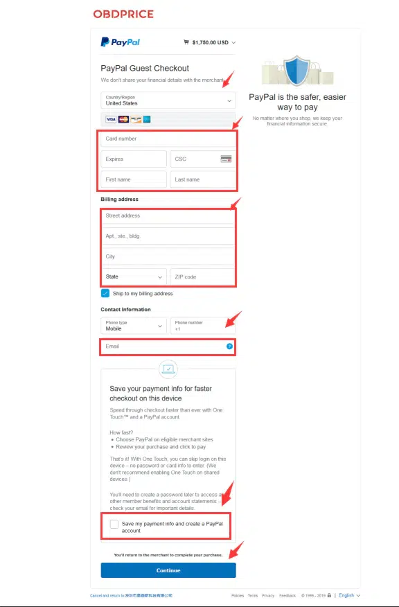 Card Information Entry